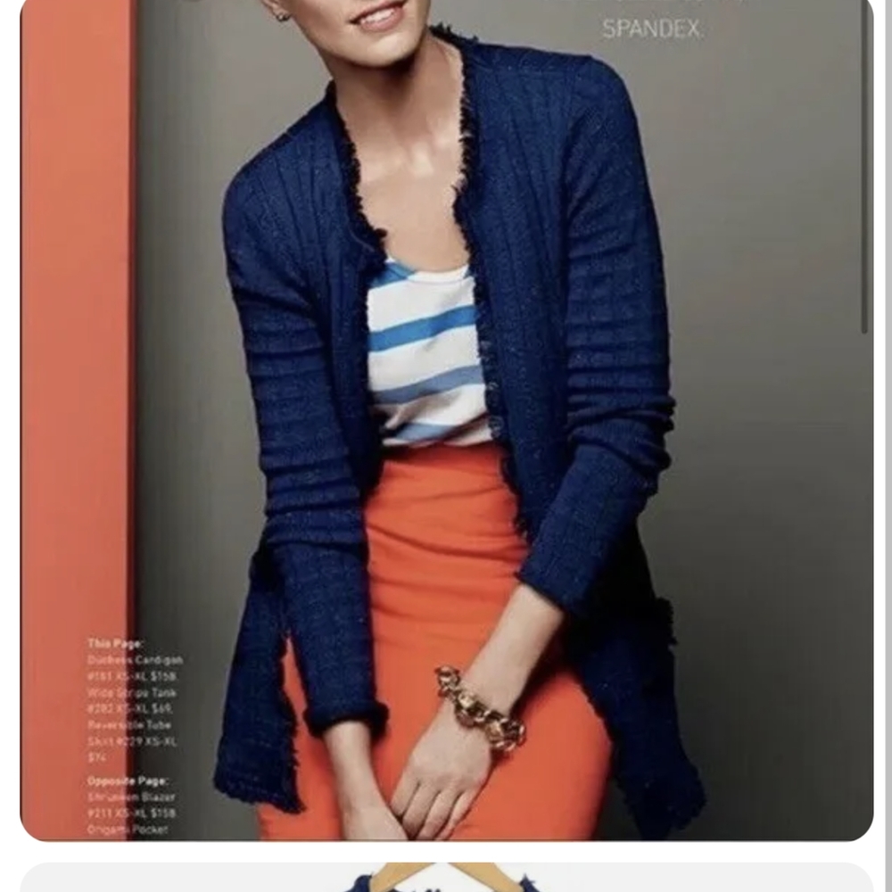 Cabi Knit Duchess Cardigan Blue Flecked Sweater size small like new condition